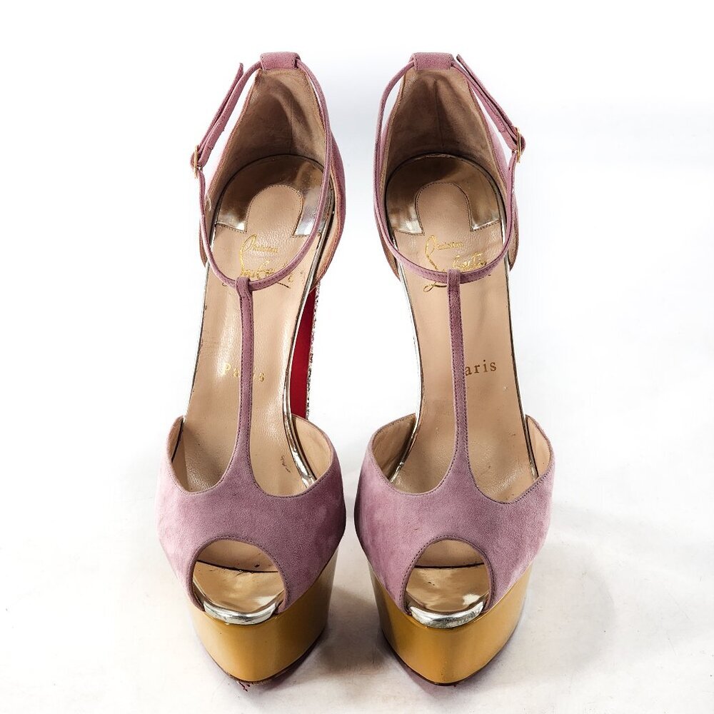 CHRISTIAN LOUBOUTIN Nenecheritza Glitter T-Strap Platform Sandals - Picture 5 of 10